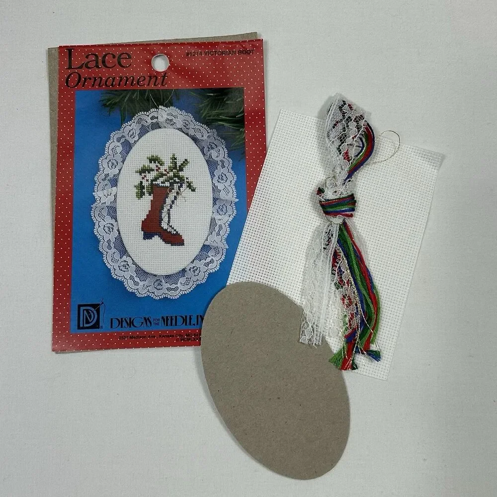 Vintage Cross Stitch Kits Burdett Designs For The Needle Ornaments Frame-*READ